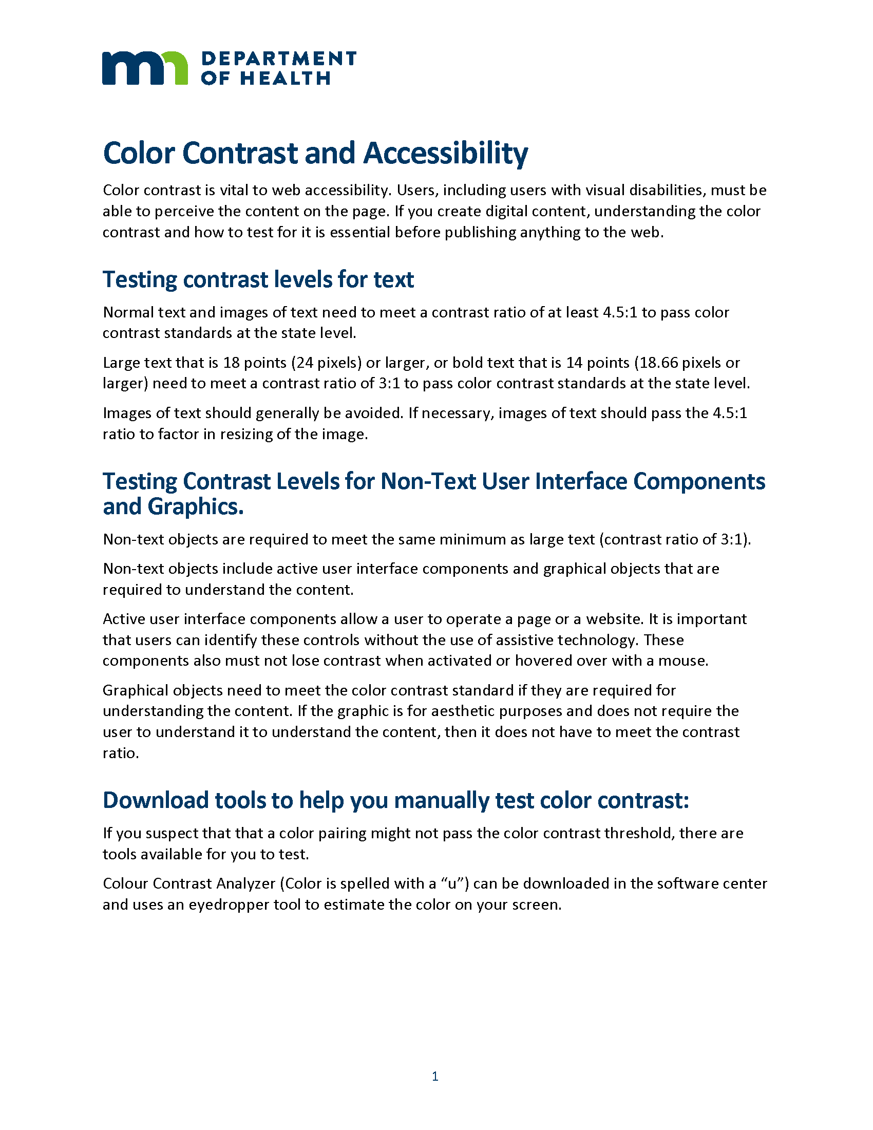 Color Contrast Writing Example